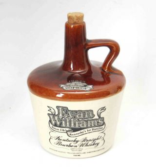 Evan Williams Kentucky Bourbon Whiskey Stoneware Jug With Cork Empty 1980