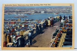 York Ny Nyc Rca Building Rockefeller Center Observation Roof Postcard Old Pc
