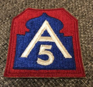 Us 5th Army A - 5 Division Shoulder Unit Military Uniform Patch Wwii Red Blue