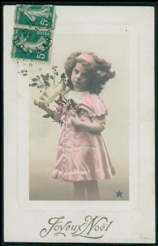 Pretty Edwardian Child Girl Glamour Fantasy Old 1910s Photo Postcard