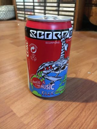 Rare Vintage Coca Cola Music Can Scorpions Germany 330 Ml Full
