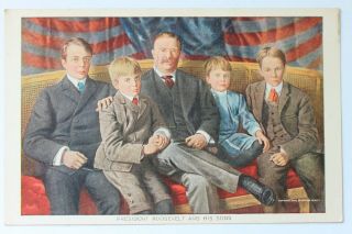 Old Udb Postcard President Roosevelt And His Sons,  Pre 1907