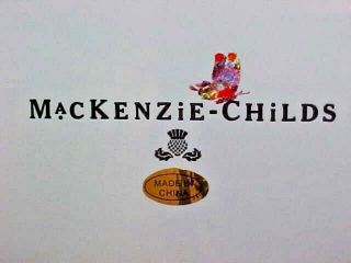 (4) MacKenzie Childs SKY BLUE Butterfly Garden Enamel 7 5/8 