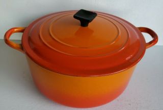 Le Creuset " D " Flame Orange 3.  5 Qt Quart Dutch Oven Pot Soup Pan W/ Lid