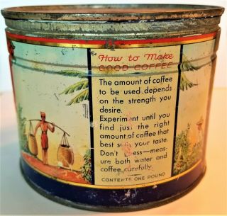 Vintage GOLDEN DREAM Tin - OLD KEY WIND COFFEE CAN - 1 LB - Antique Tin 2