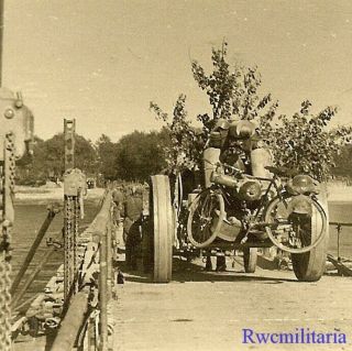 Neat Wehrmacht Sdkfz Halftrack Towing 15cm Artillery Gun Over Engineers Bridge