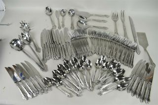 Reed & Barton Stainless Steel Majesty Flatware Spoons Forks Serving Set Of 98