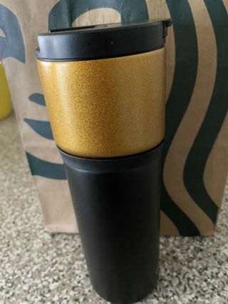 2020 Starbucks Fall,  Black And Gold Tumbler,  16 Fl Oz,  Vacuum Insulated