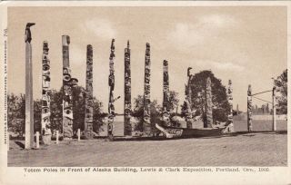 Old Post Card Usa Etats - Unis United States Portland Or Totem Poles Alaska Build.