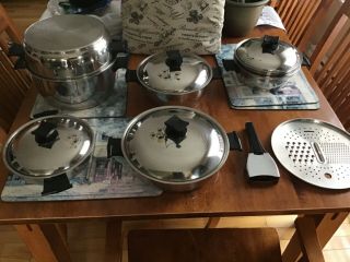 Vintage 13 Piece Rena - Ware 5 Ply 18 - 8 Stainless Steel Cookware,  Pans,