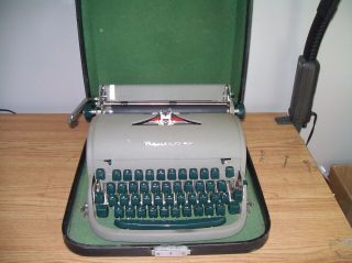 Vintage Remington Rand Typewriter With Green Keys And Case