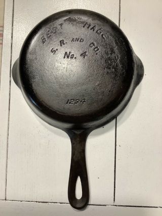 Vintage Cast Iron Skillet Pan Usa Best Made,  S.  R.  And Co.  No.  4,  1234