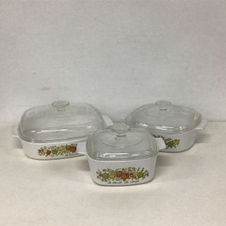 Set Of 3 Corning Ware Casserole Dishes With Glass Lids 1.  5ltr,  2ltr,  3ltr 940