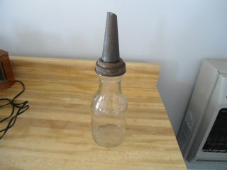 Motor Oil Bottle - Vintage Master With Spout - - Gas Station