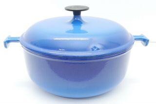 Vintage Le Creuset La Mama Blue 26 Round Dutch Pot Oven Enzo Mari Exc