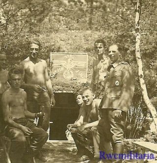 Ost Front Wehrmacht Signals Troops In Woods By Bunker W/ " Nachhr.  Zug " Sign