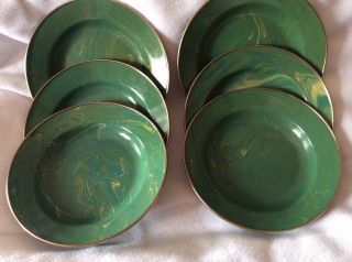 Mackenzie Childs Victoria And Richard (6) Green Swirl Enamel Bowls