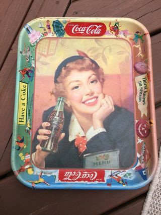 1958 Drink Coca - Cola Metal Serving Tray “thirst Knows No Season” Have A Coke.