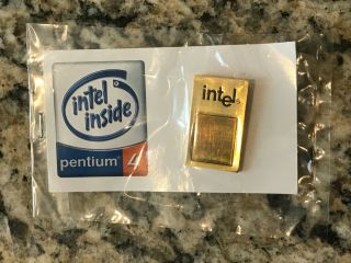 Vintage Intel Pentium 4 Processor All Metal Gold Lapel Pin With Die