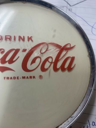 VINTAGE DRINK COCA COLA ROUND SIGN COKE MACHINE PART? 2