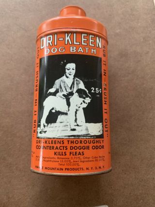 Vtg Veterinary Hartz Mountain Products Dri - Kleen Dog Bath Flea Powder Adv Tin