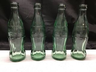 4 Vtg Coca Cola 6 Oz Green Bottle Dec.  25,  1923 Louisville,  Lasvegas,  Sanfran,  Ot