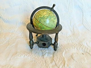 " Very Rare " Vintage Made In Spain Metal Globe Of The Earth Pencil Sharpener