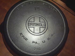 Griswold Large Block Logo 10 Skillet With Heat Ring Pattern 716 (a Beauty)