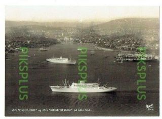 Old Postcard Oslo Harbour Norway Harstad Real Photo Vintage 1950s