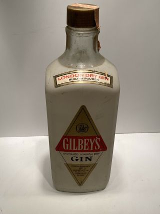 Gilbey’s Distilled London Dry Gin Bottle Frosted Glass 1.  75 L 80 Proof Rare