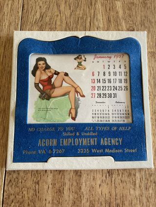 Vintage Desk Calendar With Sexy Girl Advertising 1957 Chicago