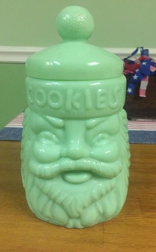Cracker Barrel Jadeite Santa Clause Cookie Jar