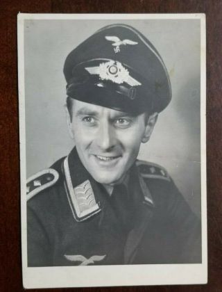 Ww2 Wwii German Luftwaffe Officers Flak W Visor Cap Portrait Photo Photograph 45