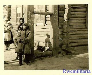 Occupation German Soldier View Russian Peasant Children On Street; 1941
