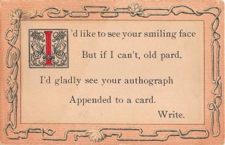 Comic Old Art Nouveau Motto Postcard - I 