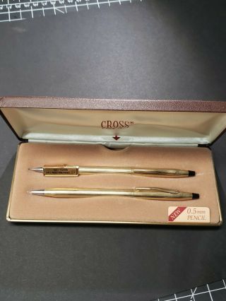 Vintage Cross Pen & Pencil Set 12kt Gold Filled No.  6601 W/ Box & Booklet,  Logo