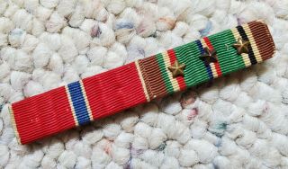 Us Wwii Us Army/ Air Corps 2 Bar Custom Ribbon Bar,  Pin - Back,  Bronze Star & Eto