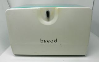 Vintage Mid Century Modern Aqua Blue Bread Box