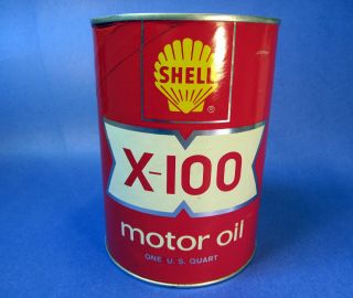 Vintage Shell X - 100 Full Motor Oil Quart Can