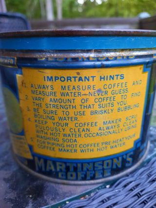 Vintage MARTINSON ' S Coffee Tin One Pound Can Empty 2