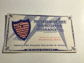 National Life & Accident Insurance Co Ink Blotter Nashville Tn Wsm Opry