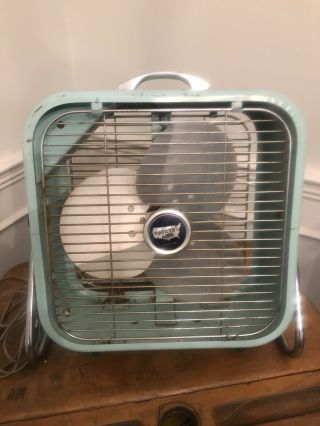 Vintage Metal Country Aire Box Fan From Coast To Coast 14” On Tilt Stand