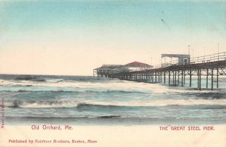 Old Orchard Maine Us Usa Postcard Beach Swimmers Bathers Pier