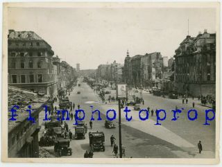 Wwii Us Photo - Street View From Stalin Portrait On Lamp Post Berlin Germany