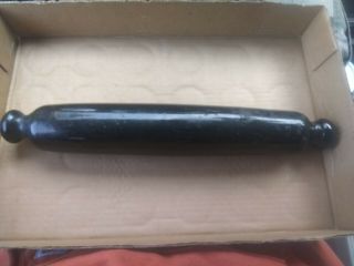 Rare Vintage Early Black Glass Rolling Pin Handmade