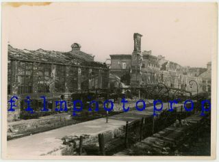 Wwii Us Photo Destroyed Buildings Around Burned Out Rail Platform Berlin Germany