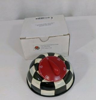 Mackenzie Childs Courtly Check Timer Nwb Black And White Red Cooking Clock
