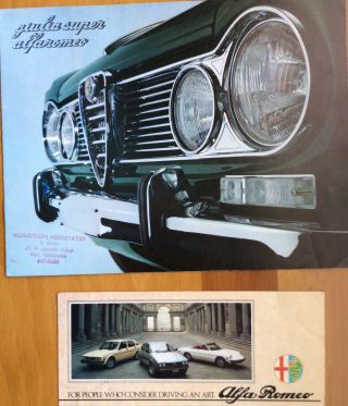 2 Vintage Alfa Romeo Sales Brochures,  1966 Giulia Super; 1978 Full Line