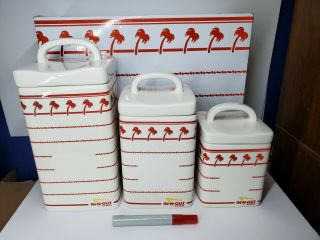 In - N - Out Burger Ceramic Cookie Jar/canisters Set Of 3