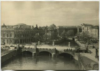 Wwii Xl Photo: Buildings In Berlin Center - River & Bridge View May 1945
